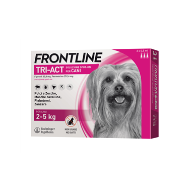 Frontline tri-act 2/5 kg (3pipette) Antiparassitario per cani