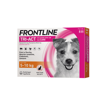 Frontline tri-act 5/10 kg (3pipette) Antiparassitario per cani
