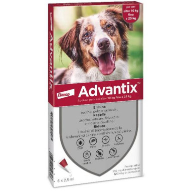 Advantix rosso 10/25 kg (6 pipette) Antiparassitario per cani
