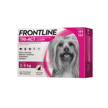 Frontline tri-act 2/5 kg (6pipette) Antiparassitario per cani