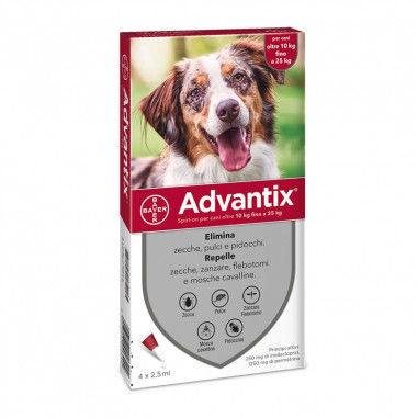 Advantix rosso 10/25 kg (4 pipette) Antiparassitario per cani